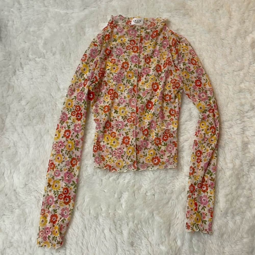 Floral mesh top